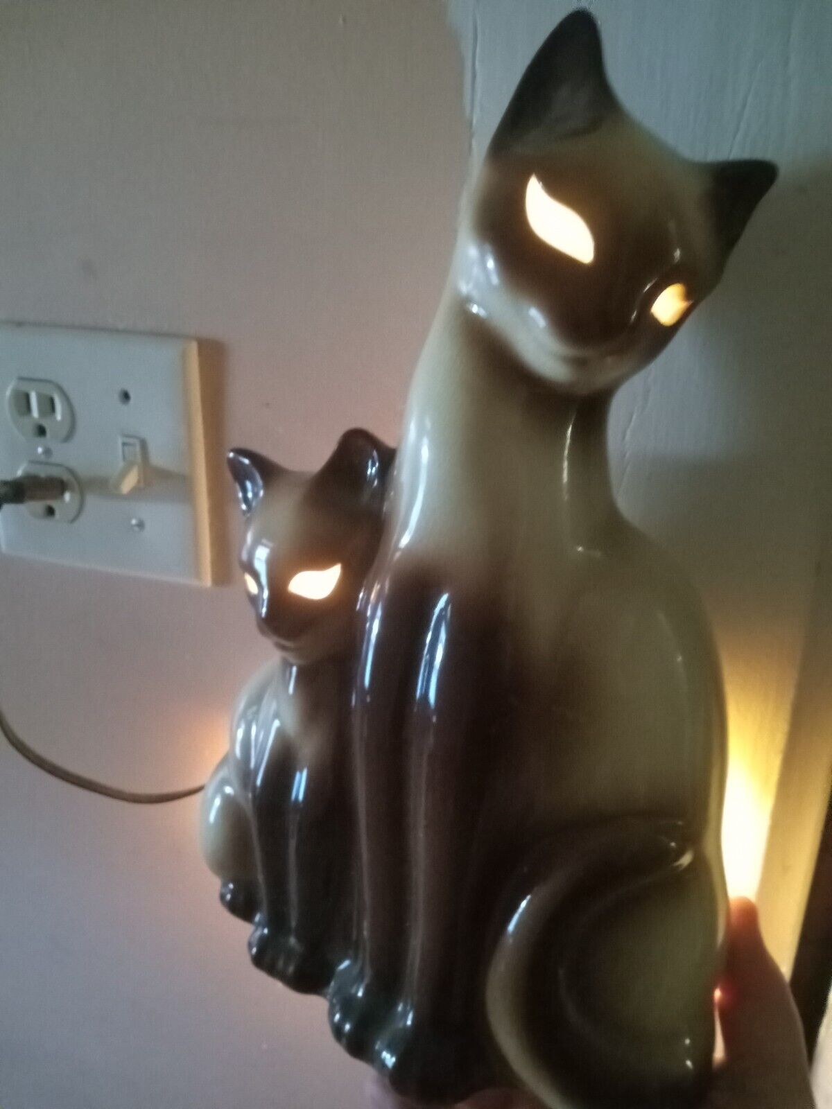 KRON SIAMESE CAT/KITTEN NIGHT LIGHT/Lamp vintage 1950\'s READ