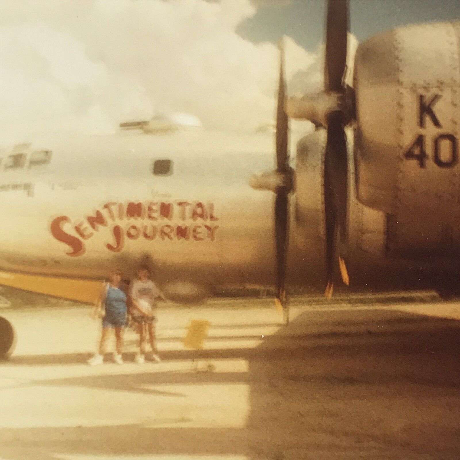 Vintage 1989 Color Photo WW2 B-29 Superfortress Sentimental Journey Bomber Plane