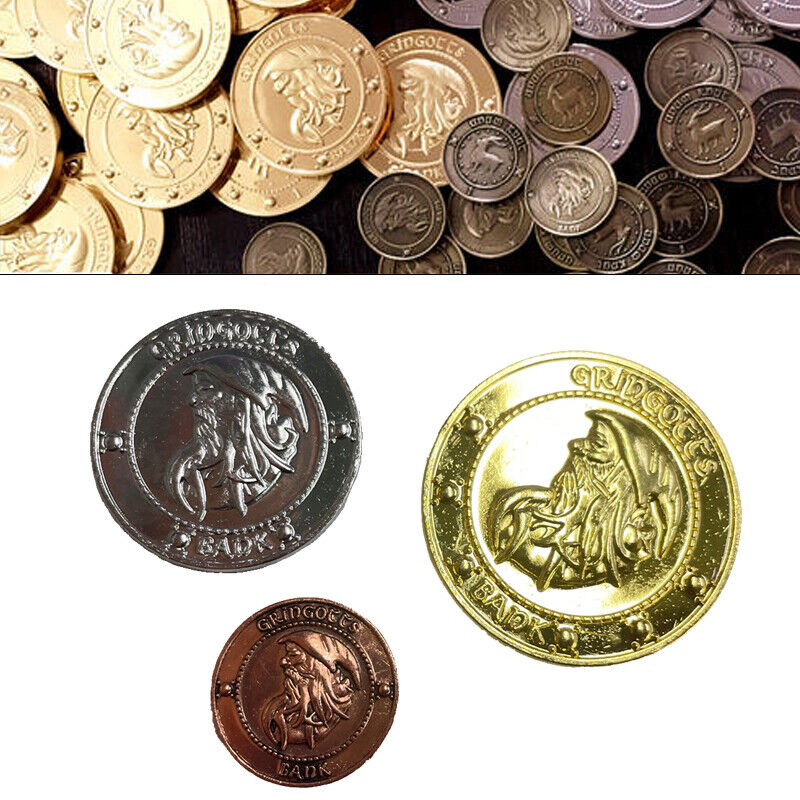 9x Harry Potter Gringotts Bank Coins Hogwarts Wizarding Galleon Sickle Knut Coin