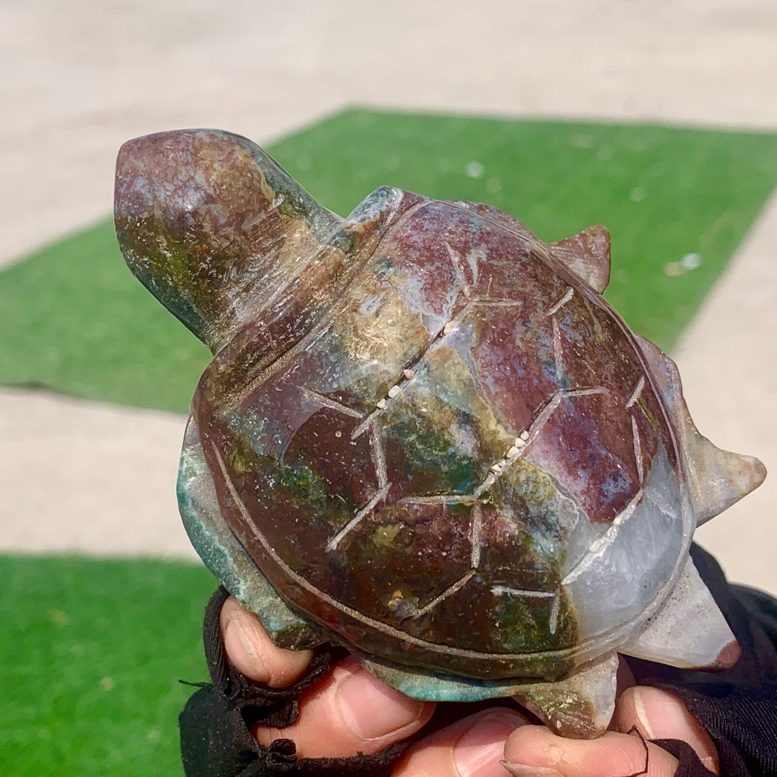 269 G Natural and magical ocean jade, crystal carved turtle jade