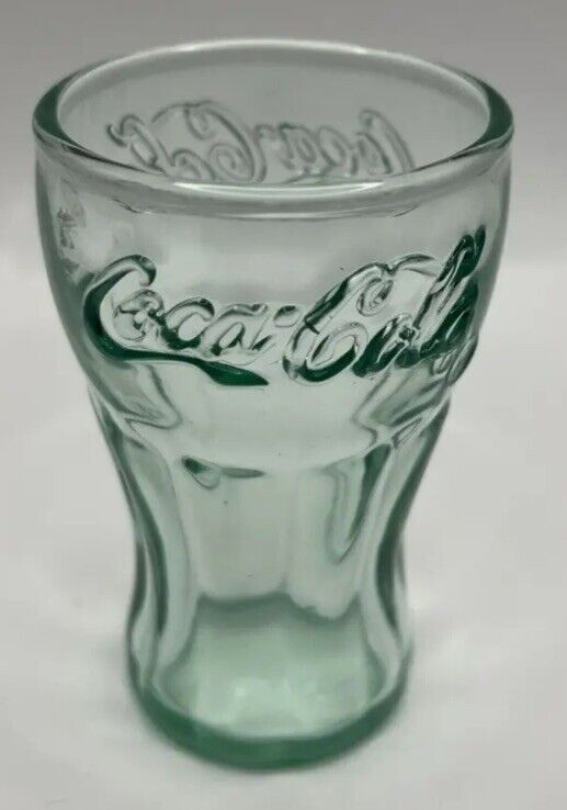 Coca-Cola Coke “Genuine Glass” Mini Juice Shot Glass Light Green 2.5 oz 3” tall