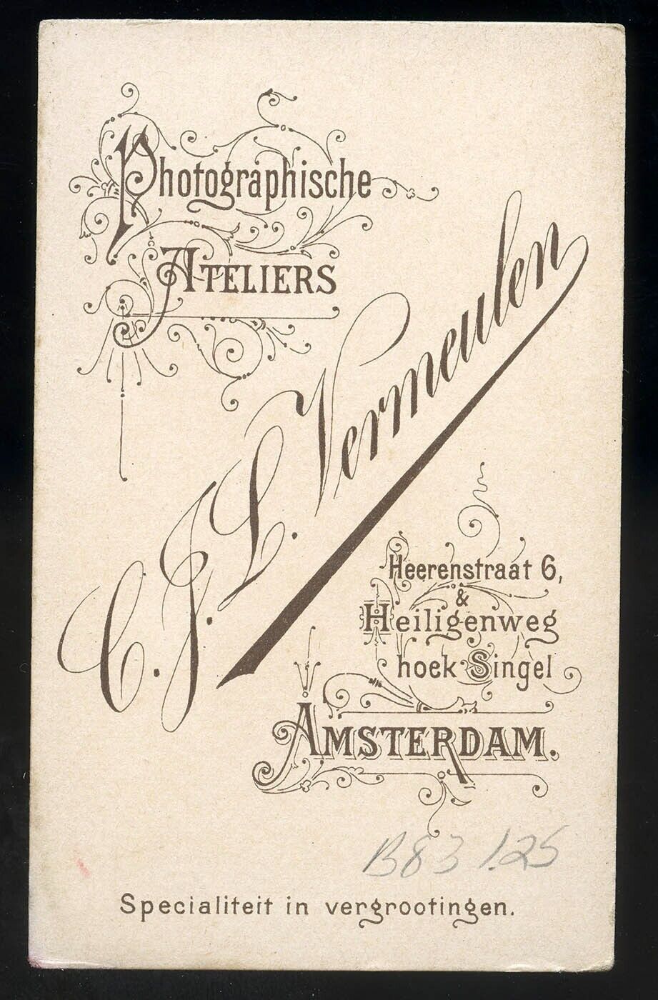 1880s  CDV  C.J.L. Vermeulen Photographer - Amsterdam, Netherlands