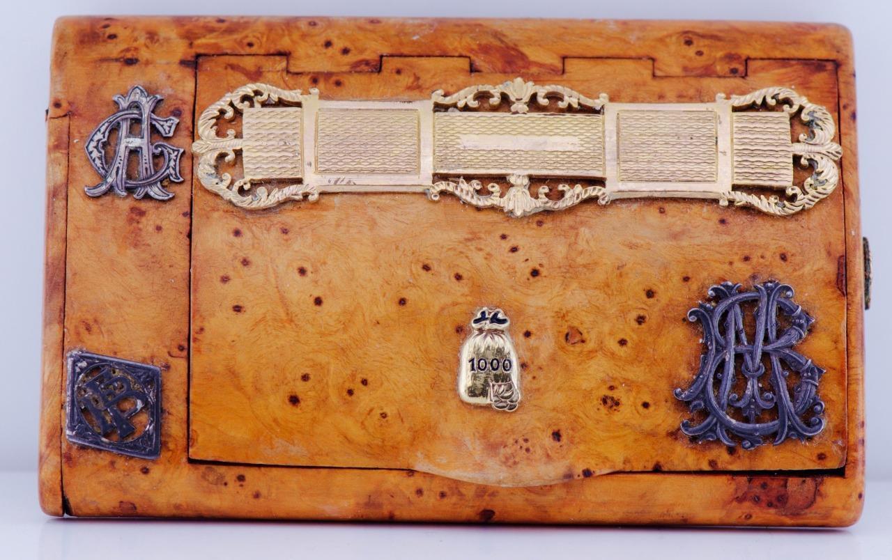 Antique Imperial Russ  Birchwood Cigarette Case c1890's