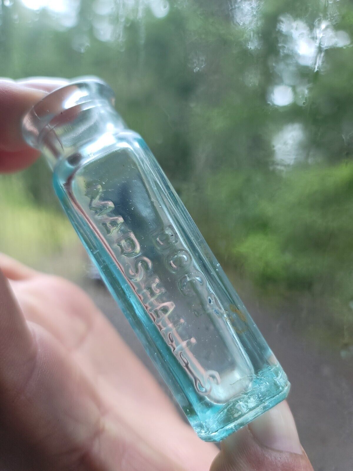 Super Clean OLD Aqua Doct. Marshall\'s Snuff Bottle◇ Antique Drug Bottle