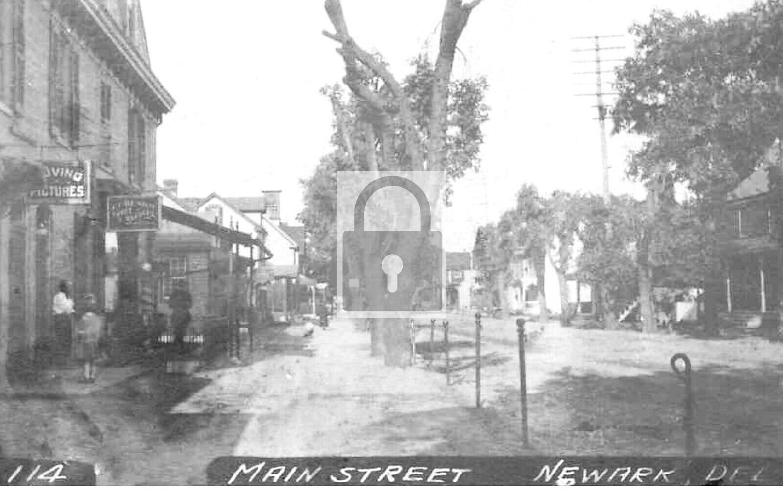 Main Street View Moving Picture Hall Newark Delaware DE Reprint Postcard