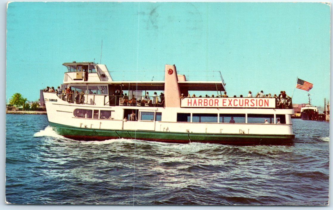 Postcard - Harbor Excursion Boat Cabrillo, San Diego Bay, San Diego, California