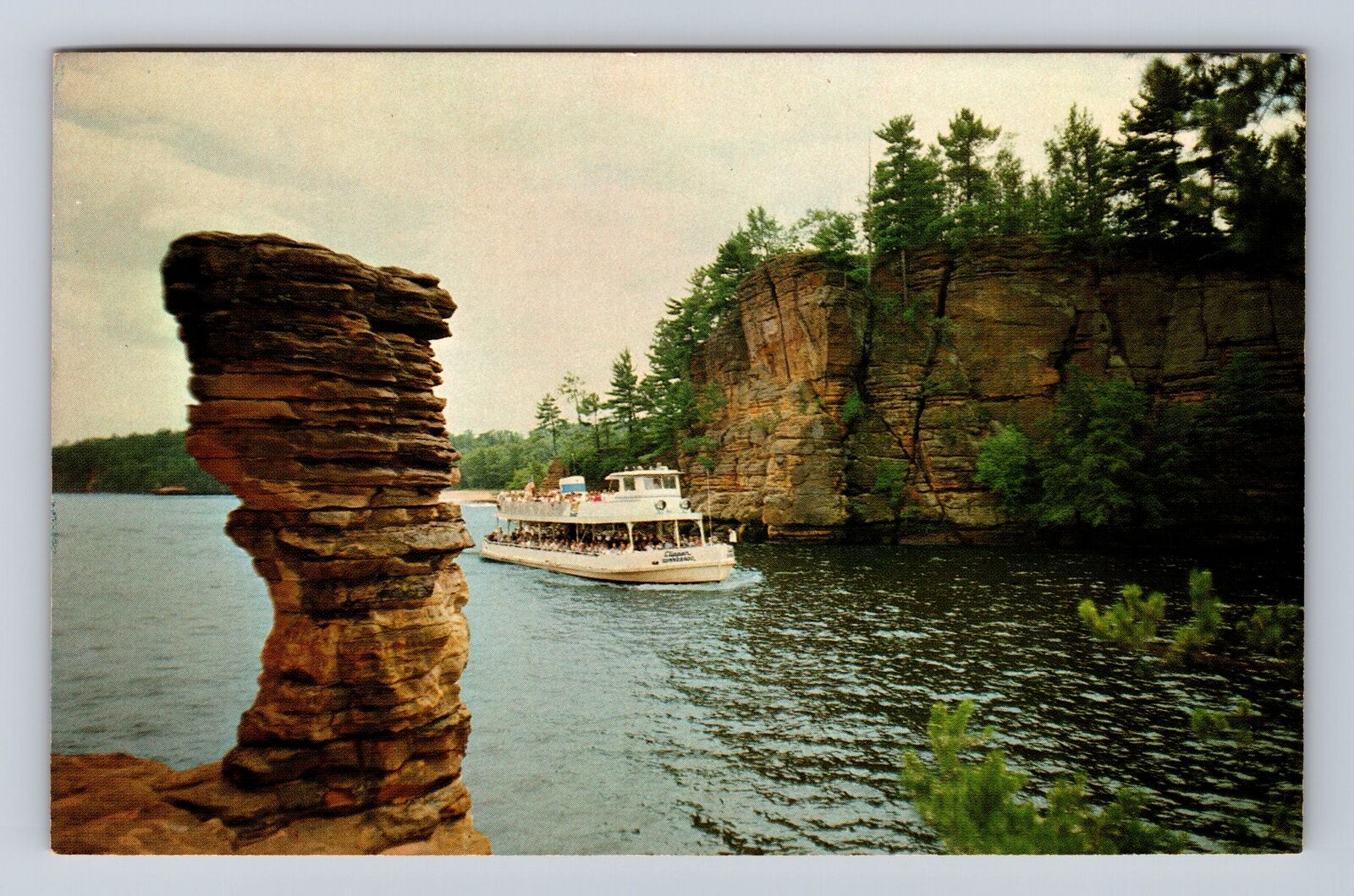 Wisconsin Dells WI-Wisconsin, Chimney Rock, Upper Dells, Vintage Postcard