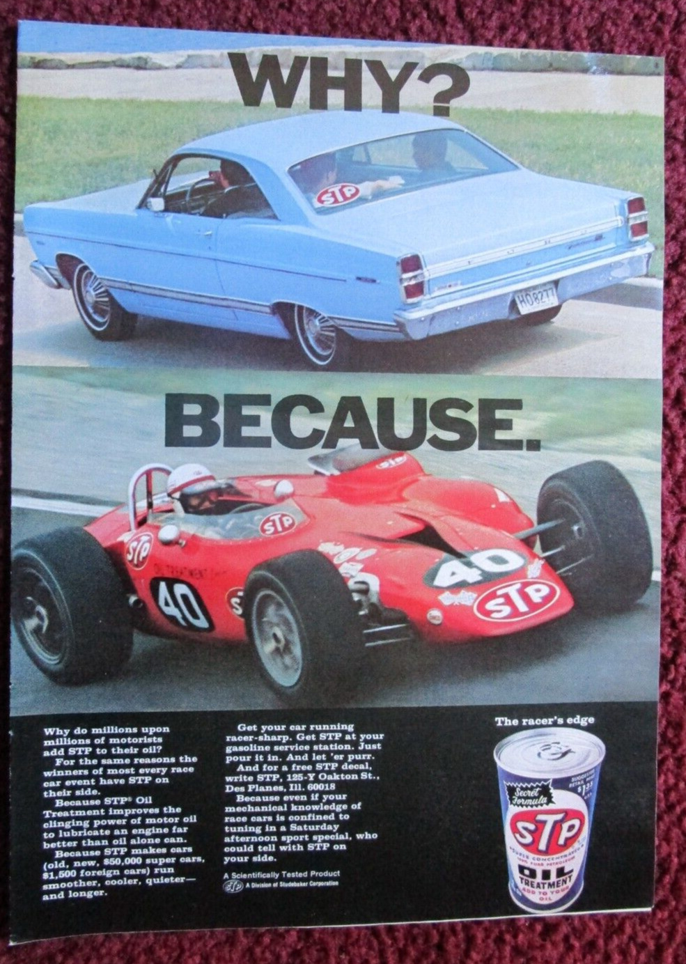 1967 STP Motor Oil Print Ad ~ Parnelli Jones #40 STP-PAXTON Turbine INDY 500