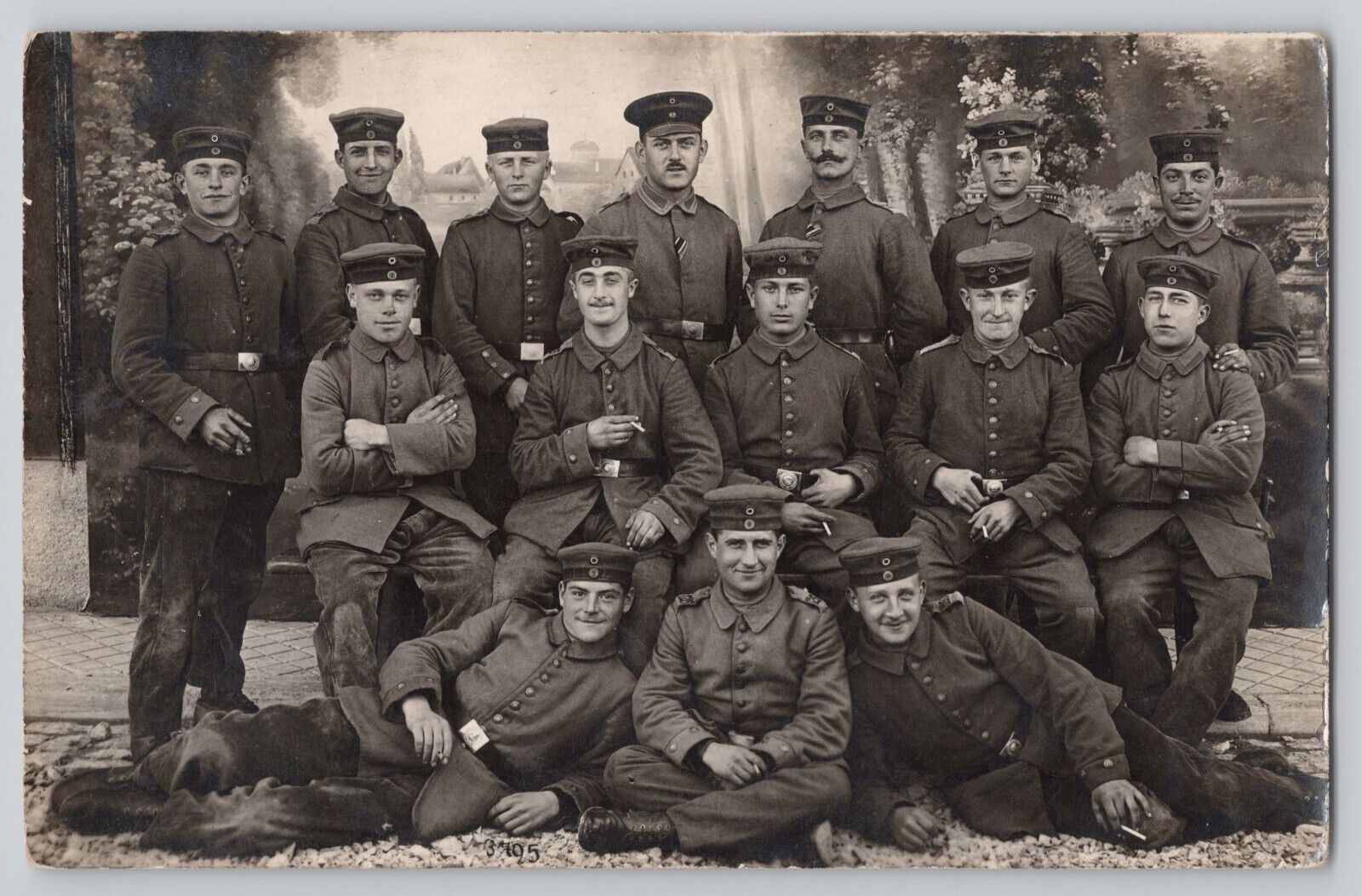 WWI RPPC German Soldiers Group Studio Portrait Postcard