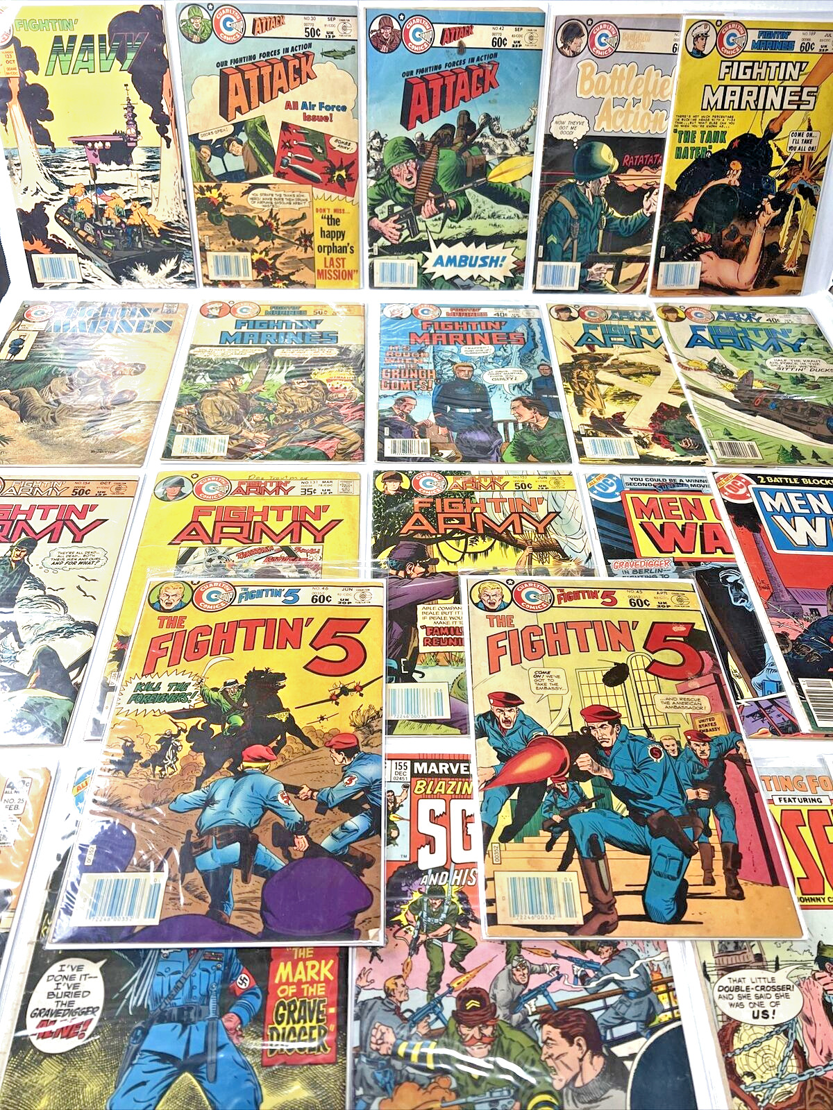 Lot Of 22 Vintage Comic Books The Fightin Marines, Men Of War, Fightin Army etc