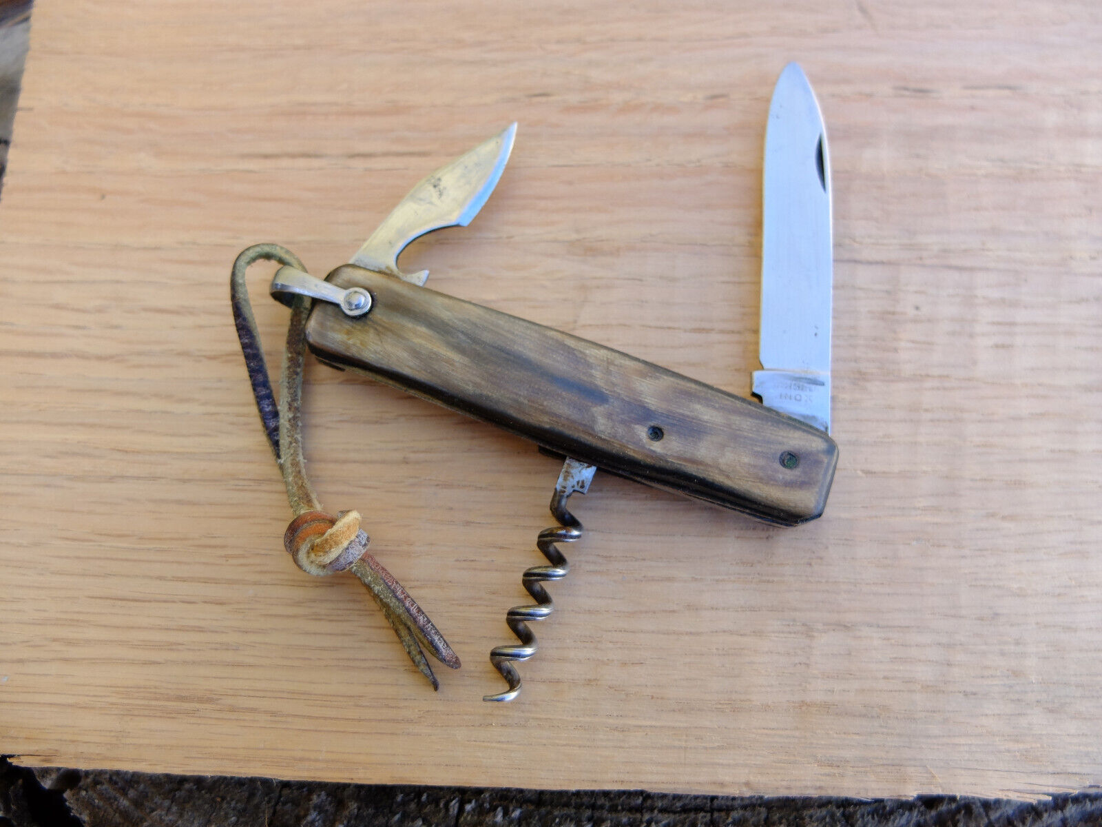 Vintage rare Bargeon France Inox Horn handle multi tool pocket knife Opinel