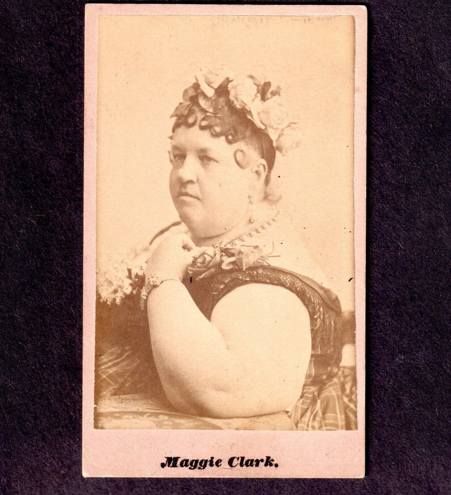 Antique Circus CDV Maggie Clark Fat Lady Sideshow Star Gallery C.L. Weed Detroit