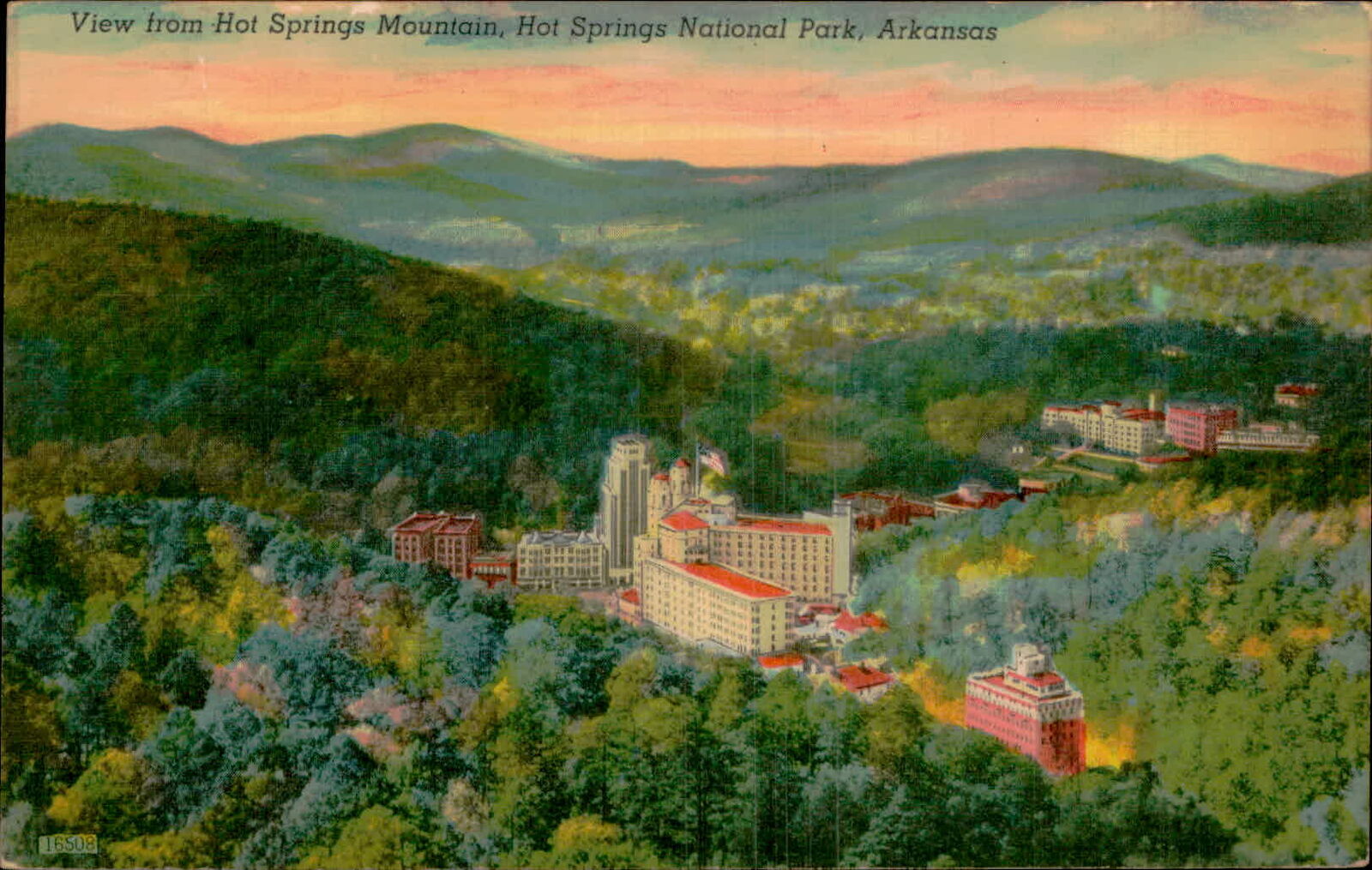 Postcard: View from Hot Springs Mountain, Hot Springs National Park, A
