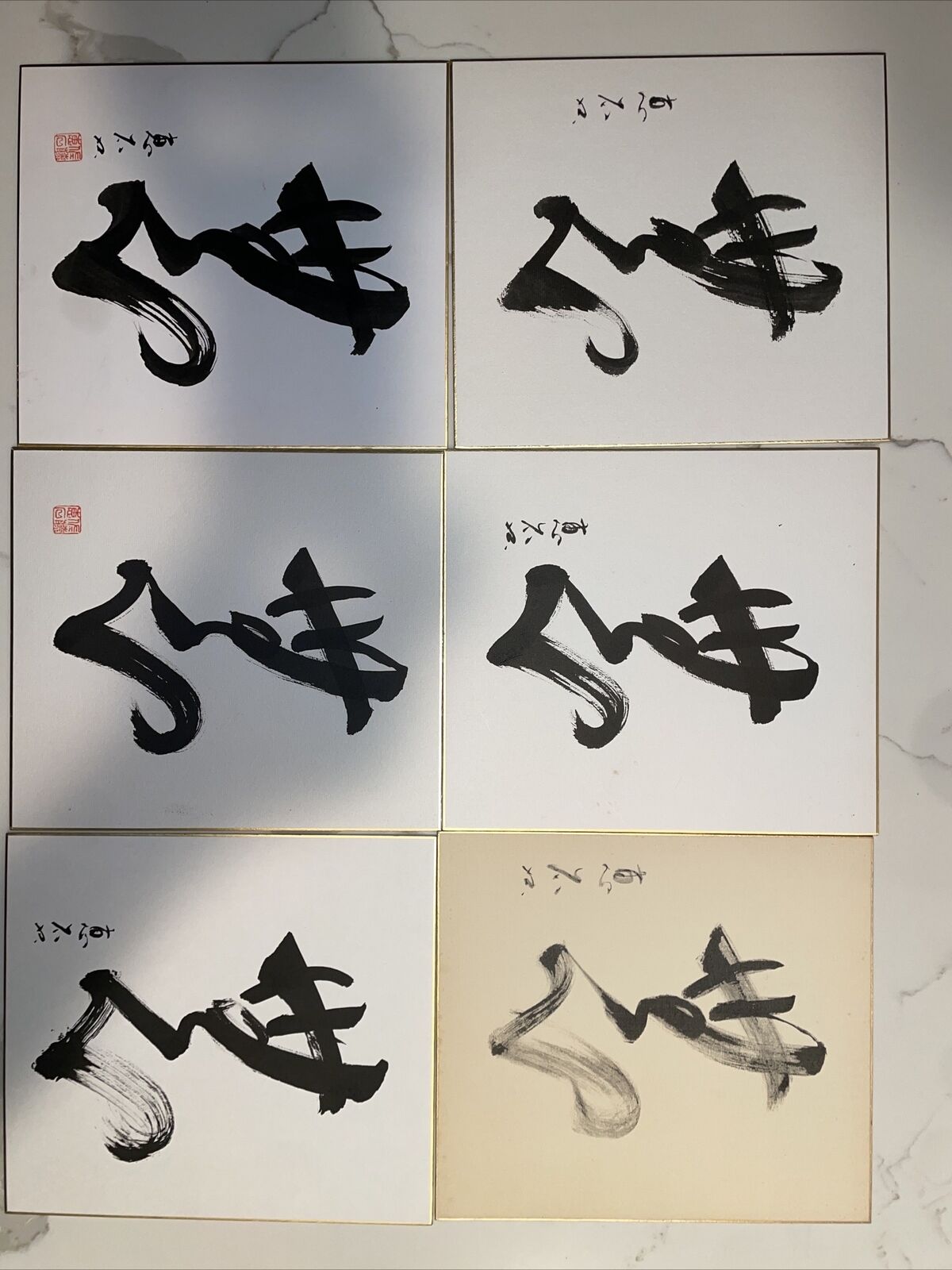 6 Pcs JAPANESE ART / HAND PAINTED SHIKISHI / CALLIGRAPHY / ARTISTS WORK