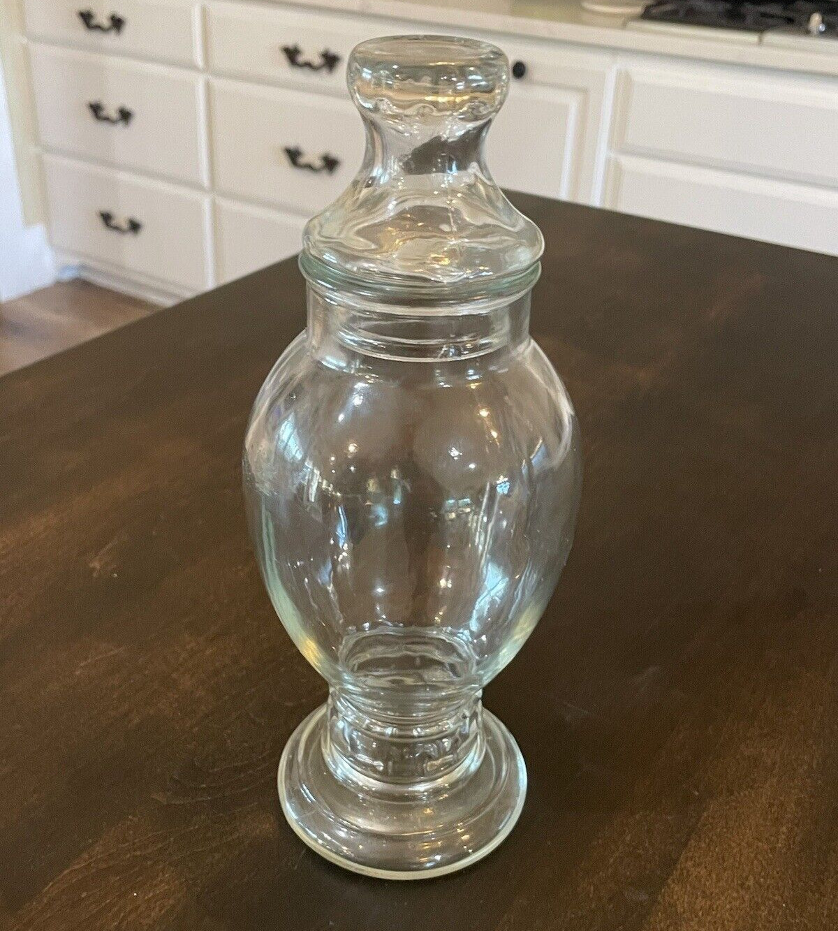 Vintage 10” Glass Apothecary Jar Candy Jar Footed with Lid