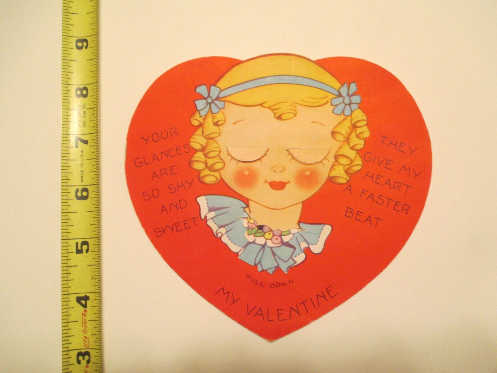 Vintage Valentine Glances are so shy sweet mechanical A131