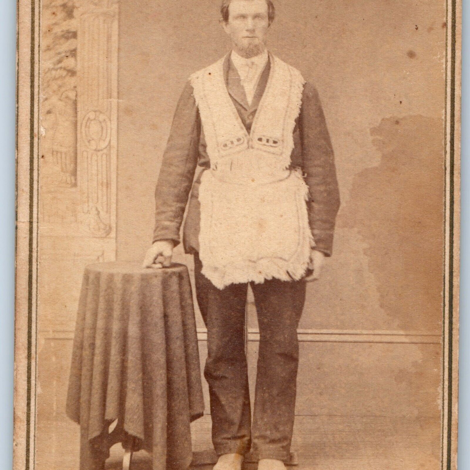 ID\'d 1860s Young Man Freemason Uniform Regalia Mason CDV Real Photo Sam Dice H39