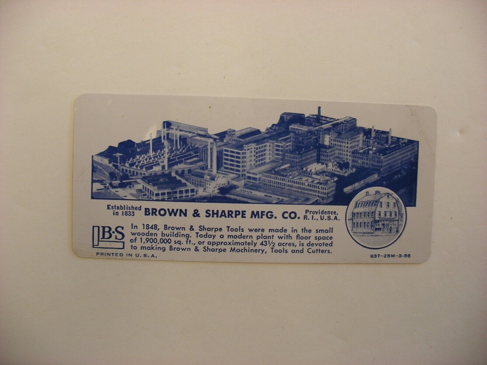 Vintage 1956 Advertising Brown & Sharpe Tools conversion Chart Card