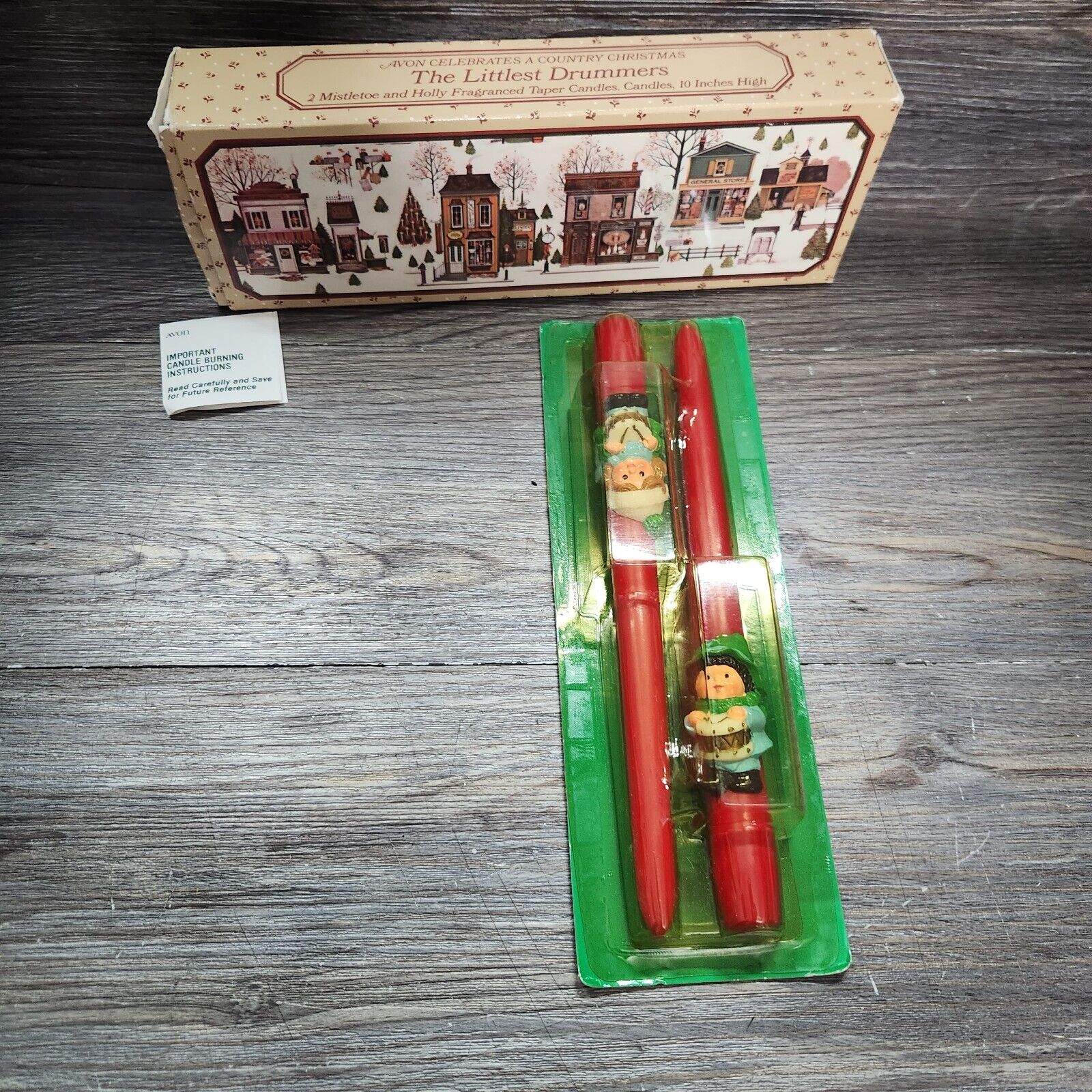 Vintage Avon The Littlest Drummers Holly Fragranced Taper Candles NOS
