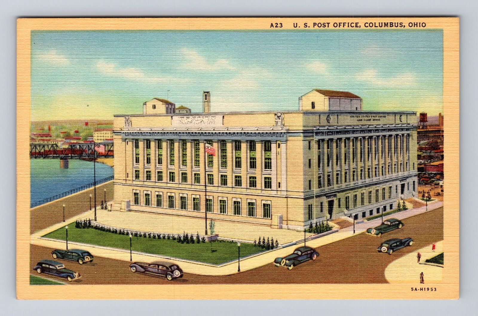 Columbus OH-Ohio, U.S. Post Office, Antique Vintage Souvenir Postcard