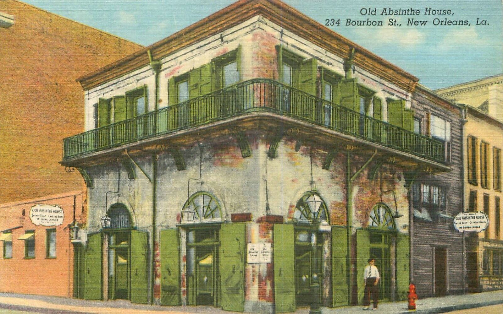 Old Absinthe House Bourbon St. New Orleans LA Vintage Unposted Postcard