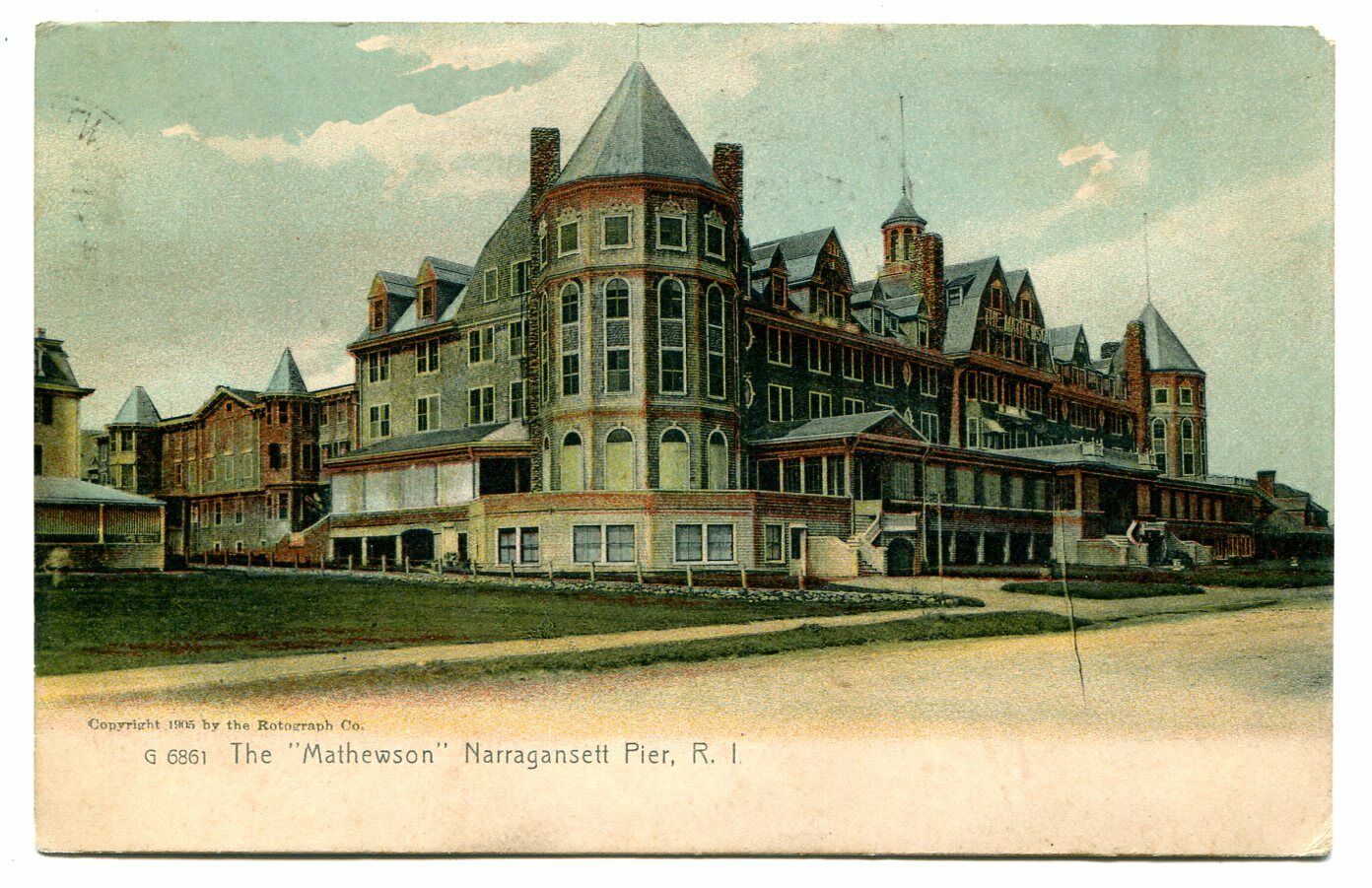 Narragansett Pier, RI. Mathewson Hotel, c.1905. Rotograph card.