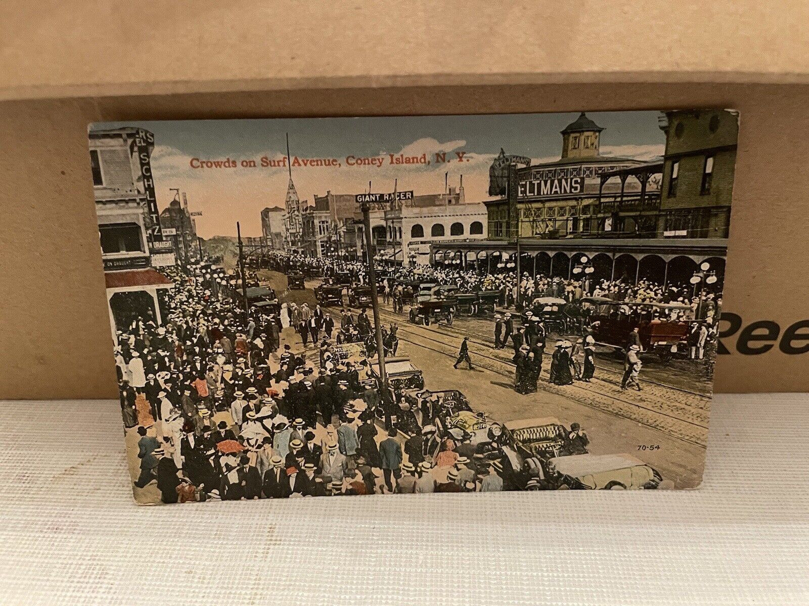 Vintage Coney Island Postcard Crowds on Surf Avenue