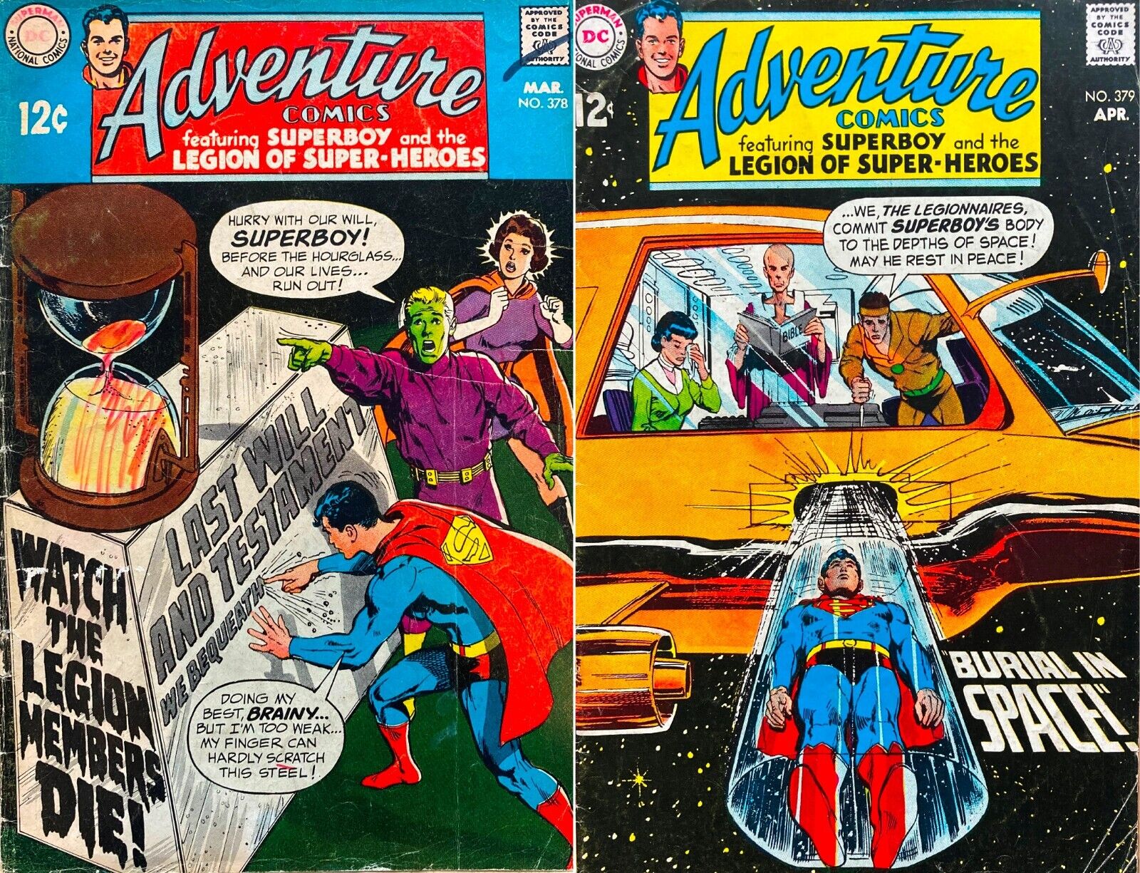 ADVENTURE COMICS # 378 & 379  Superboy Legion of Super-Heroes Silver Age DC