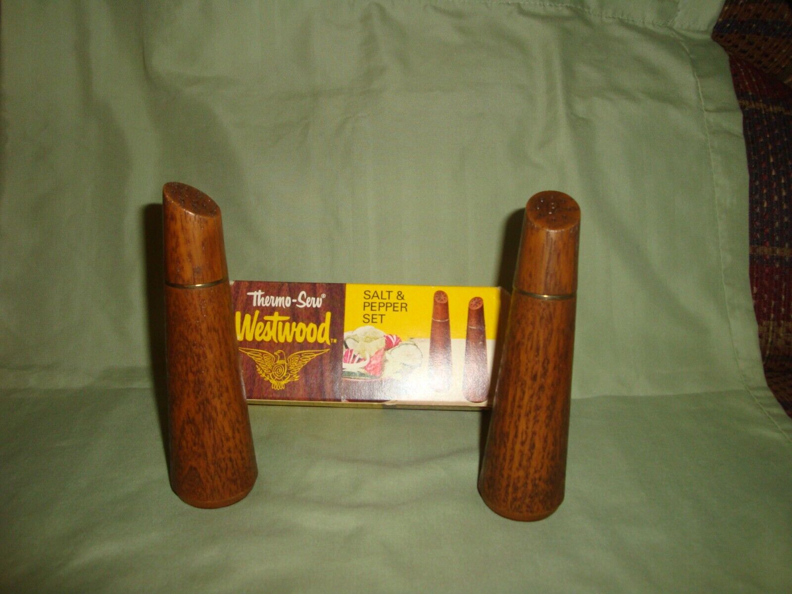 Vintage NOS Westwood Thermo-Serve Salt and Pepper Shakers-Wood Grain pattern