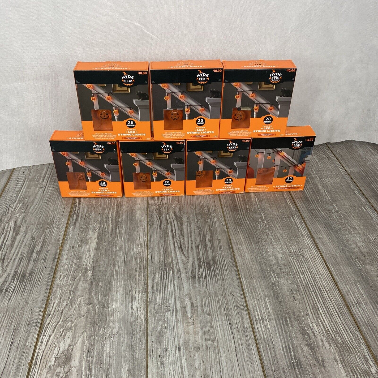 7 Boxes of Hyde & Eek Pumpkin LED 20 String Lights - Orange