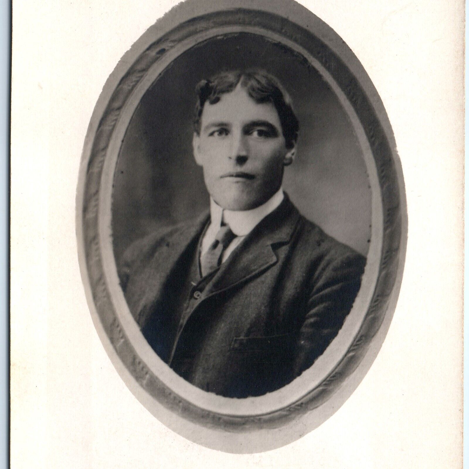 c1910s Handsome Young Man RPPC Picture Portrait Headshot Real Photo PC Boy A185