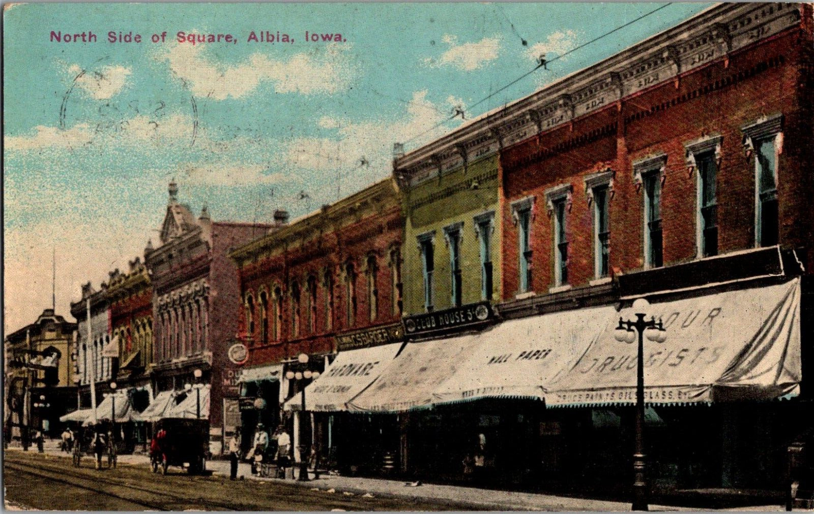 Postcard North Side Of Square Albia Iowa Divided Back Postmarked 1912