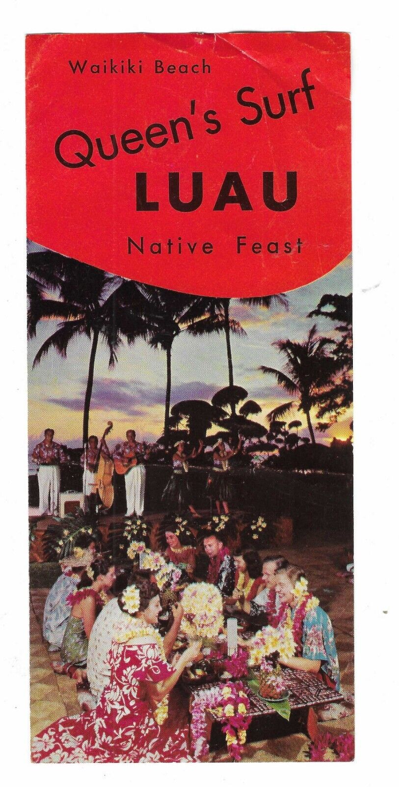 Vintage 1960s Queen\'s Surf Luau Native Feast Waikiki Brochure
