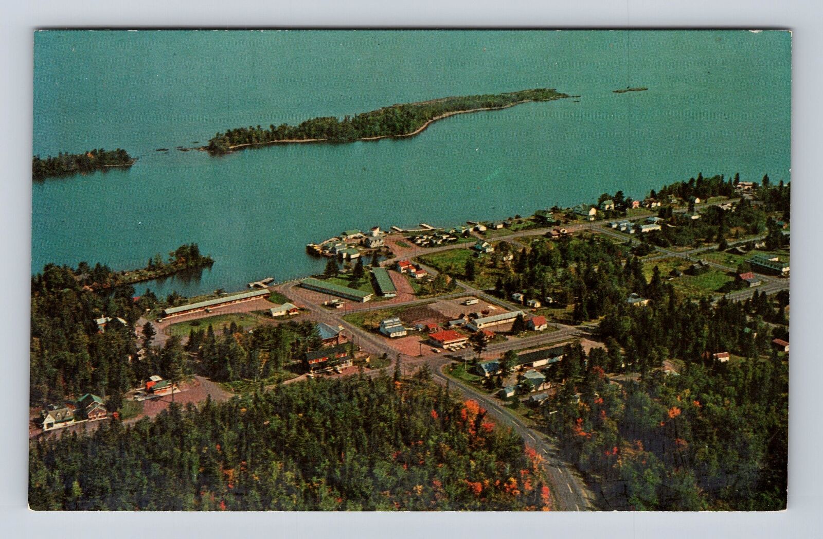 Copper Harbor MI-Michigan, Aerial Keweenaw County, Antique, Vintage Postcard