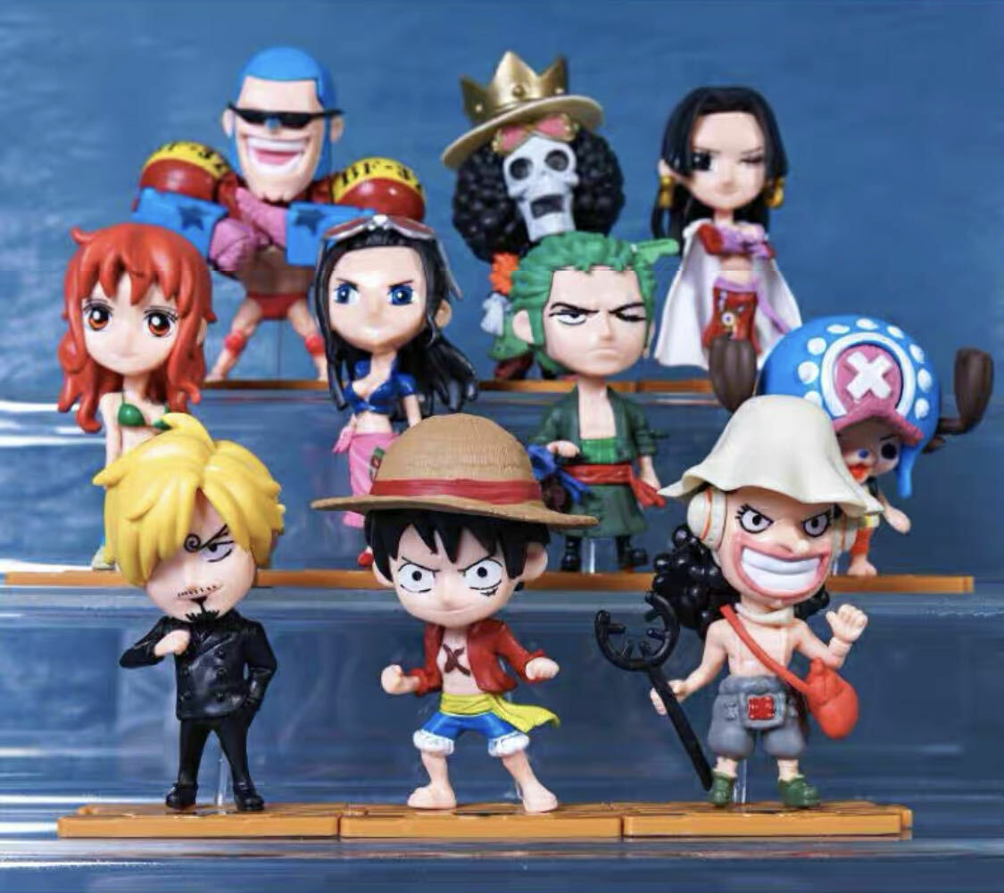 10Pcs/Set One Piece Luffy Zoro Nami Usopp Sanji Chopper Japanese Anime Figures