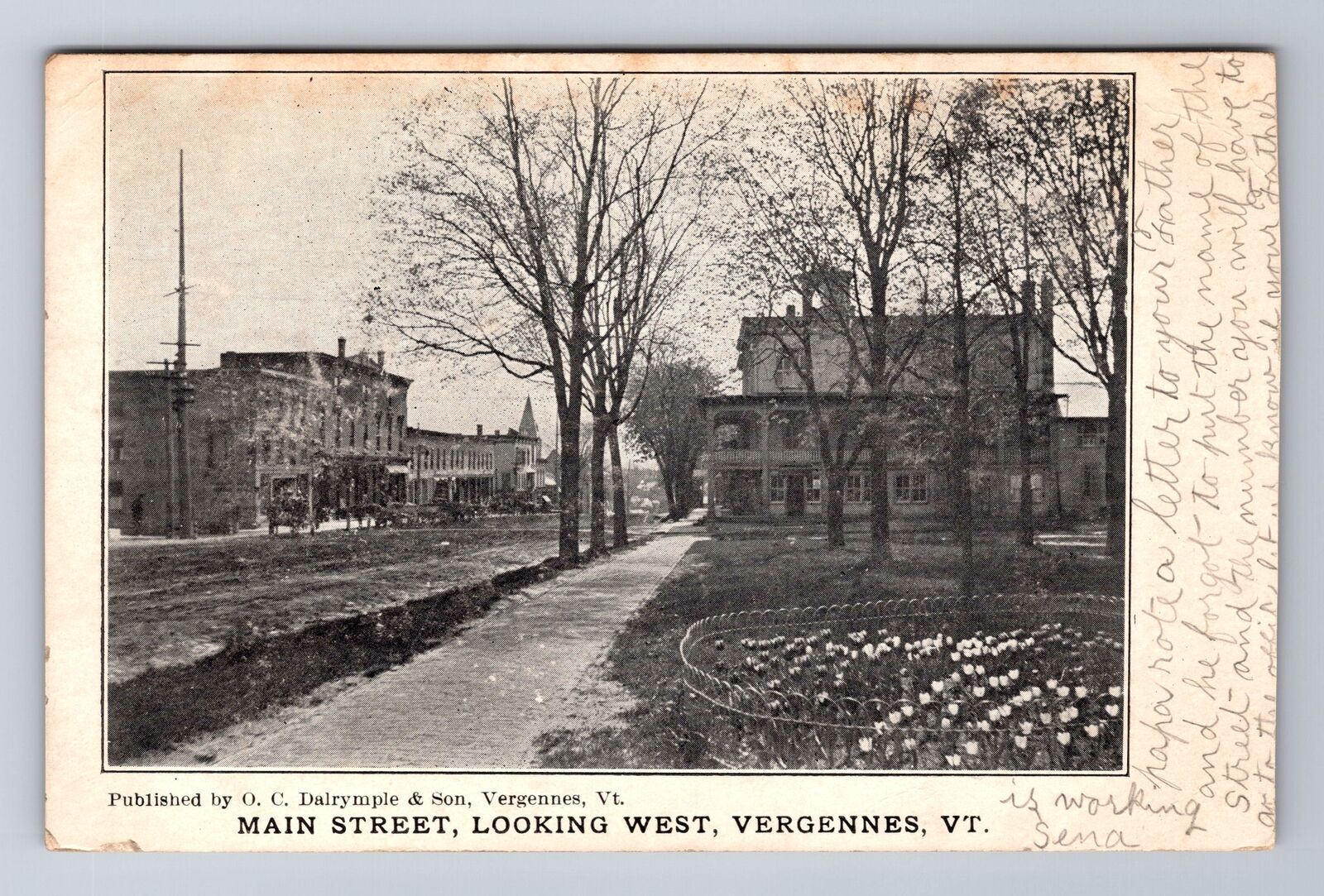 Vergennes VT-Vermont, Main Street Looking West, Antique, Vintage c1907 Postcard