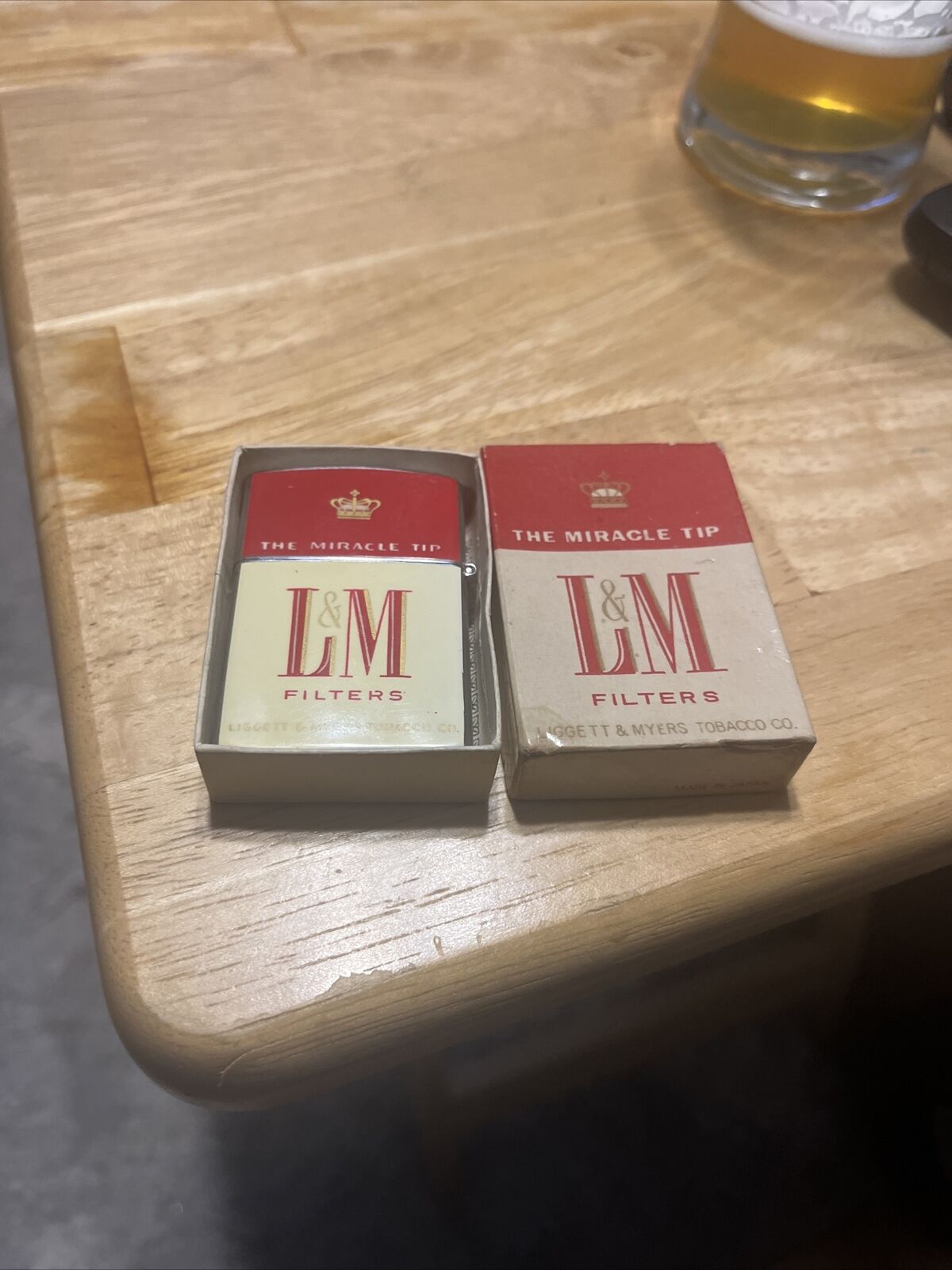 Vintage   L & M Filters Cigarette Lighter Unlit in Box Excellent Continental