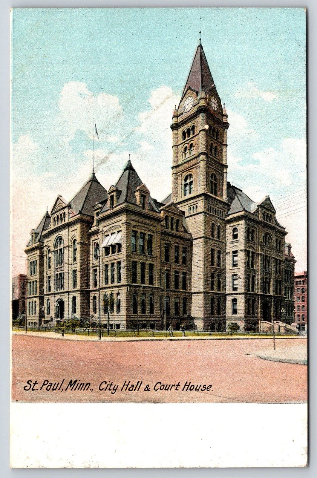 Original Vintage Antique Postcard City Hall Court House Building St. Paul, MN