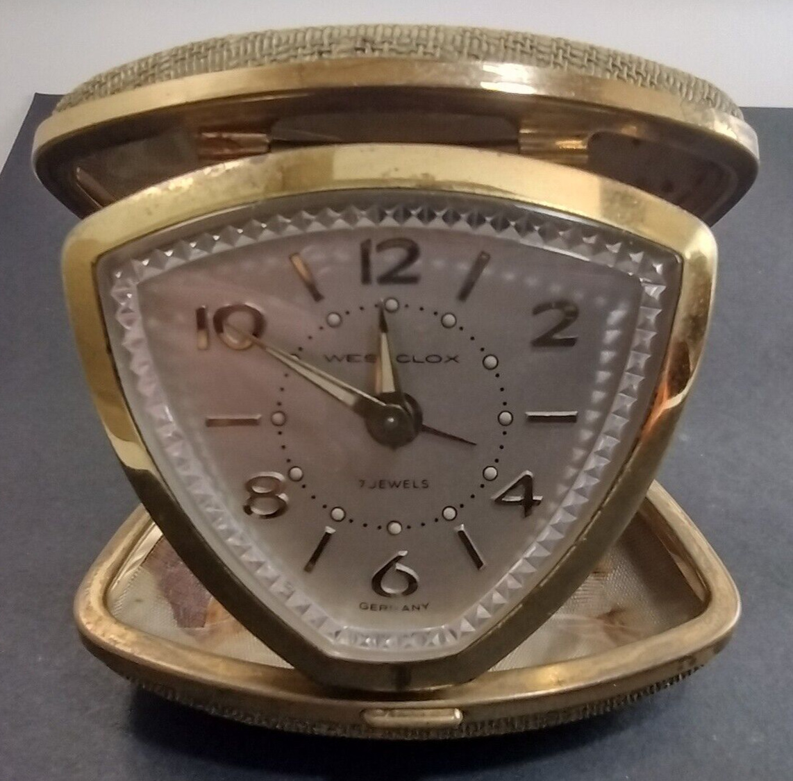 Germany Westclox Travel Alarm Clock 7 Jewels Mid-Century Vintage