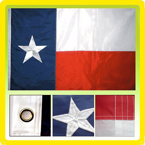8x12 Ft TEXAS State Flag Embroidered Nylon Sewn TX Lone Star Deluxe - TEXAS