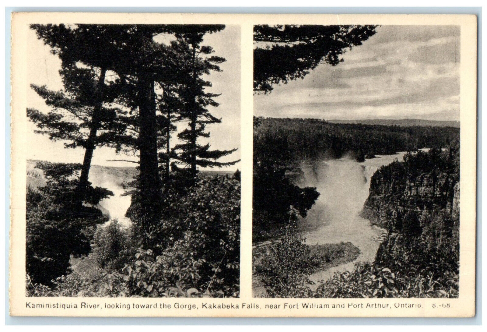 c1940\'s Kaministiquia River Kakabeka Falls Fort William Ontario Canada Postcard