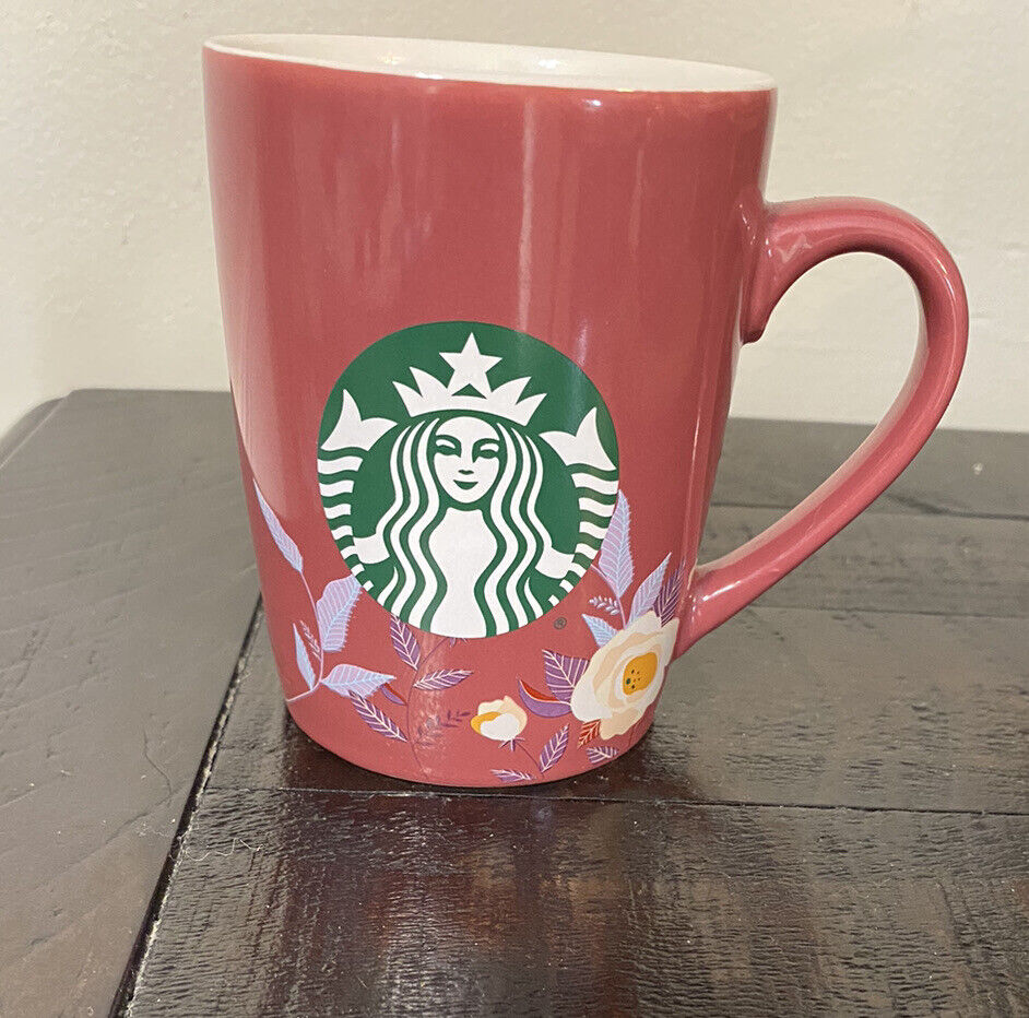 Starbucks Logo 2020 Mauve Floral Mermaid Siren Coffee Tea Mug Cup 10 Fl Oz NEW