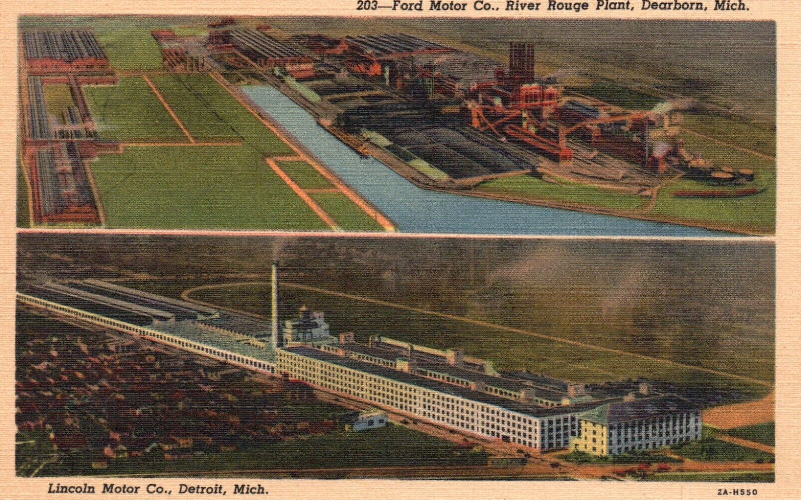 Postcard MI Dearborn Ford Motor Co River Rogue Plant 1932 Linen Vintage PC H4944