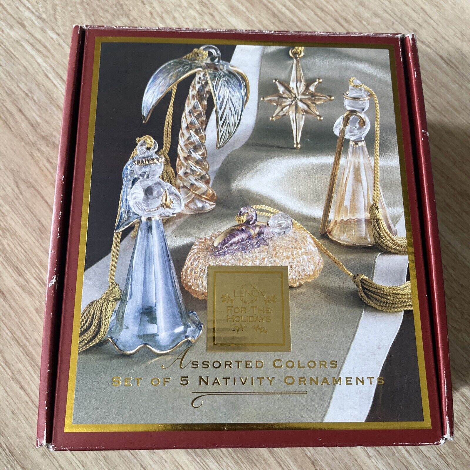 CIB Lenox For the Holidays Glass Nativity Ornaments Crystals Set of 5