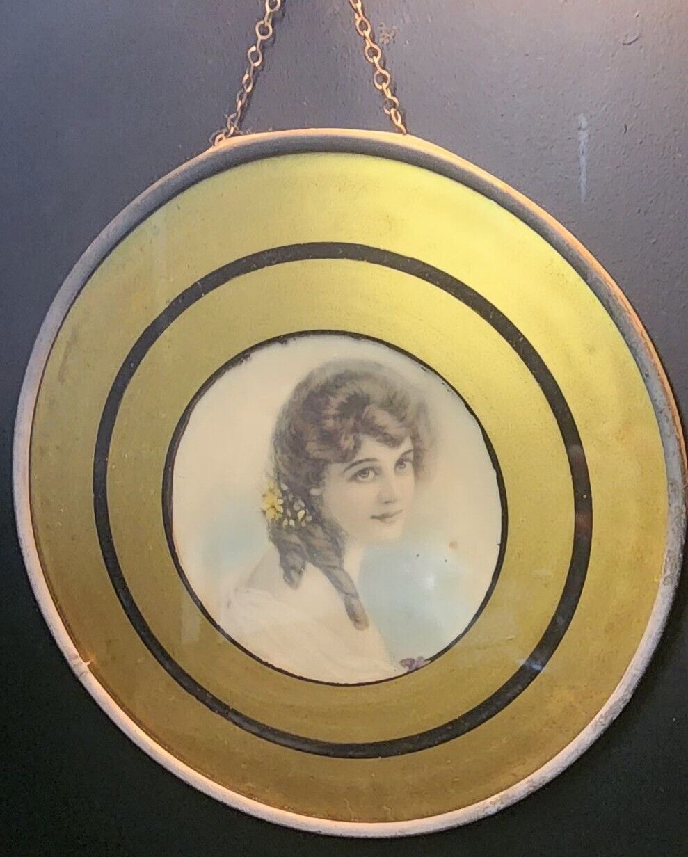 Antique Flue Cover Burnette With Ringlets Metal Frame Gold Matte 