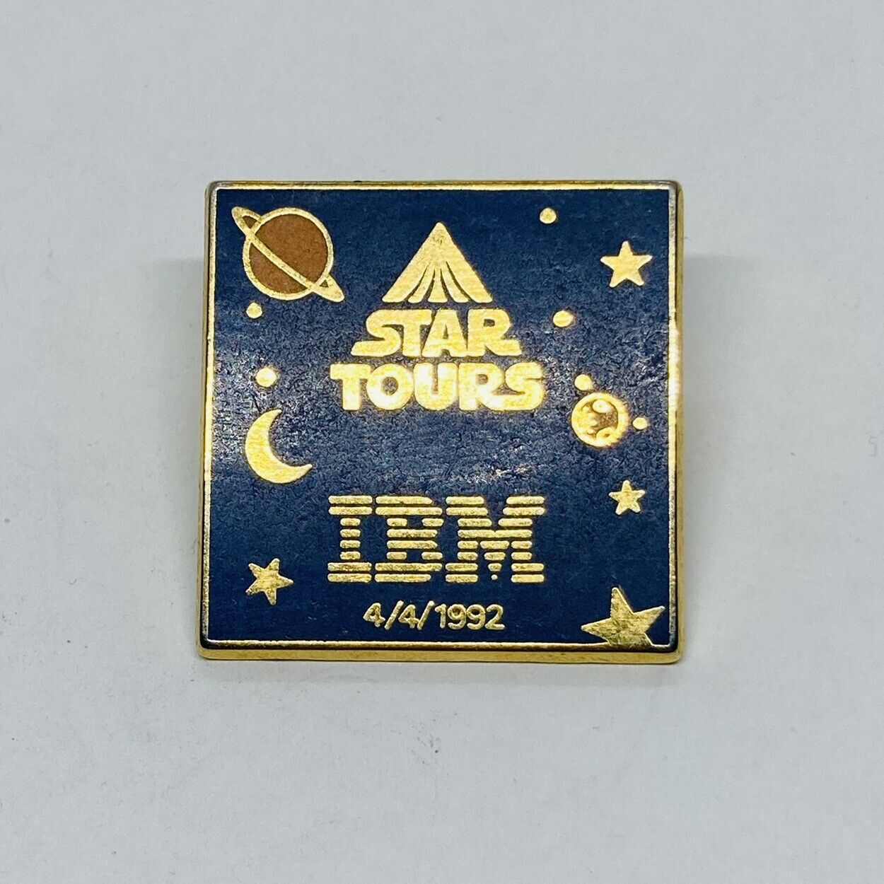 1992 EURODISNEYLAND STAR TOURS IBM Enamel Brass Lapel Pin Square Decor Rare 18