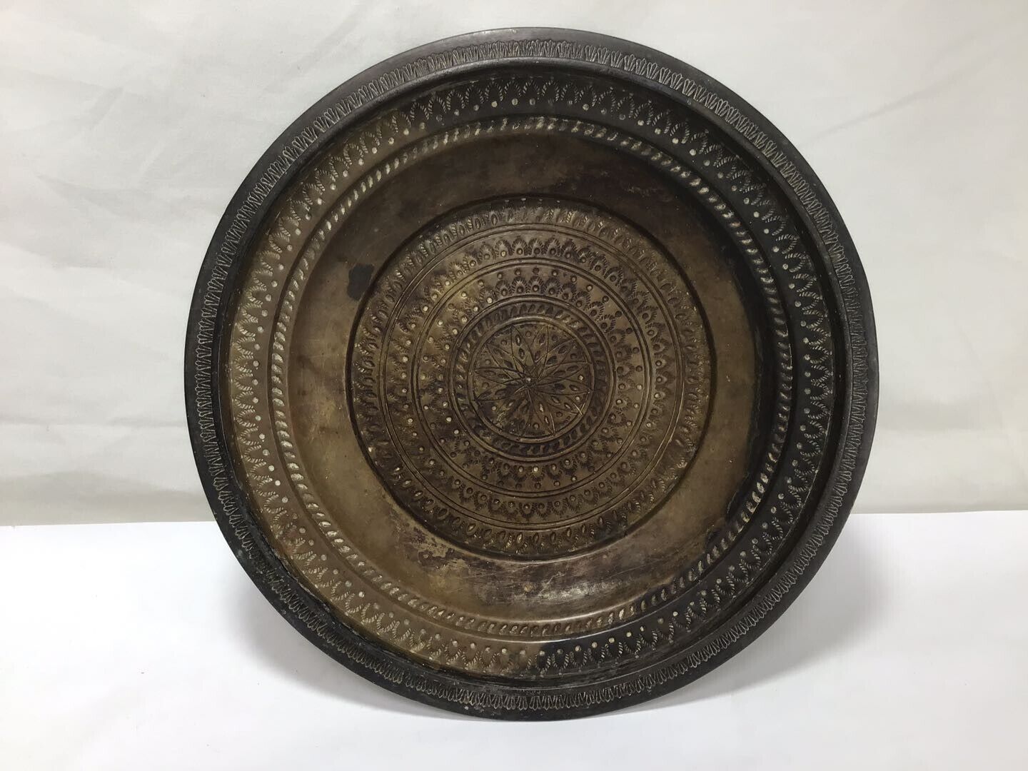 FF83 Vintage Antique Circa 19th Century Middle Eastern Engraved Art Copper Plate