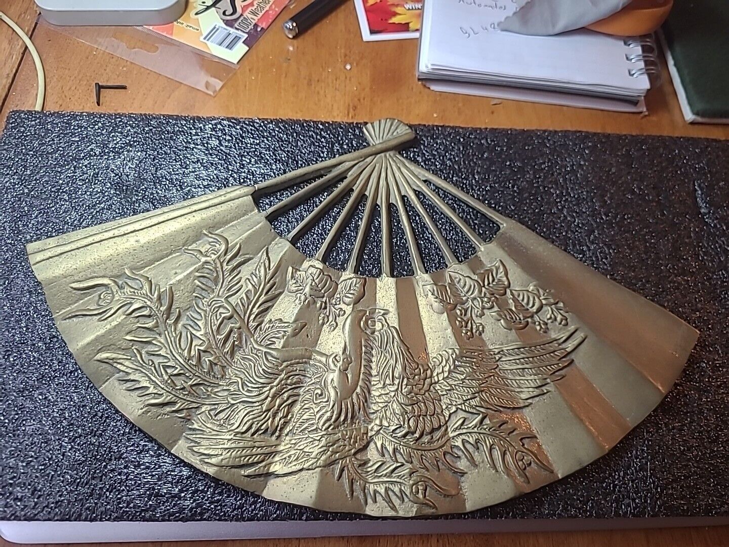 Vintage Solid Brass Oriental Decorative Hand Fan