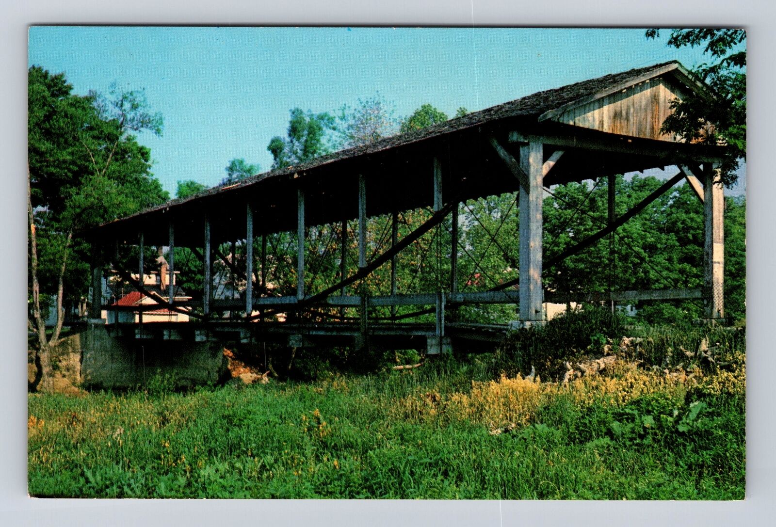 Germantown OH-Ohio, Inverted Bowstring Covered Bridge, Vintage Souvenir Postcard