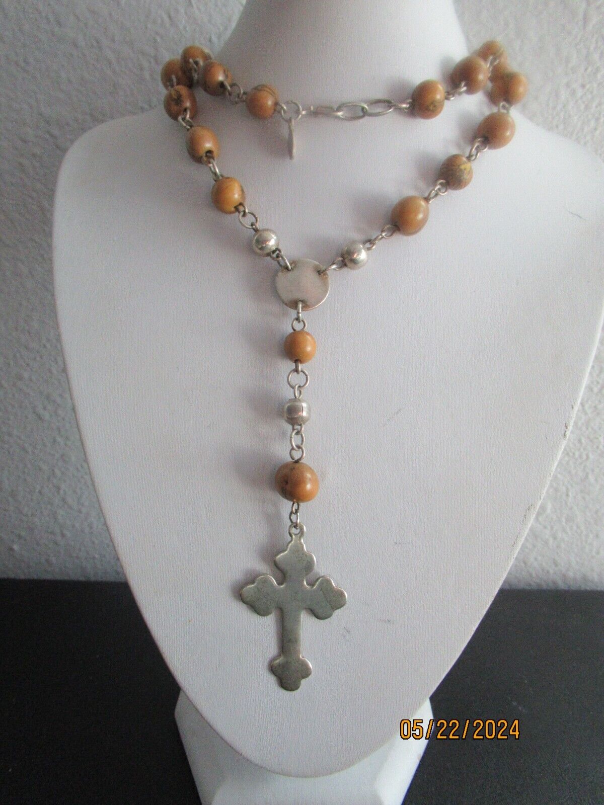 Vintage Cactus Rosary Catholic Christian Cross